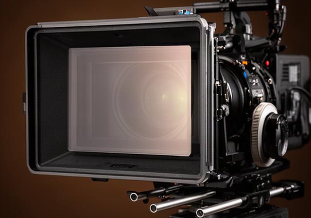 Matte box leggero con filtro rettangolare montato davanti a un obiettivo cine